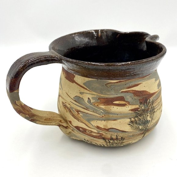 Vintage Potters Hand Tree Art Pottery Pitcher, signed, Raedel Tampa FL 1977 - Picture 4 of 12